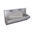 Stainless Steel Washing Trough with Tap Holes, 210cm Wall Mounted Scrub Sink for Surgical Use